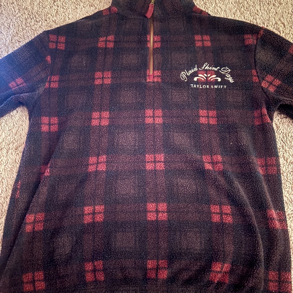Taylor Swift Plaid Shirt Days Sweater Small Fleece Quarter Zip